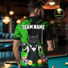 Load image into Gallery viewer, Custom Black Cat 8 Ball Pool Shirts Green Billiard Shirt for Men Billiard Team Jersey Billiard Gift NNT181