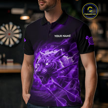 Load image into Gallery viewer, Custom Purple Fantasy Tiger Storm Dart Arrow Darts Polo Shirt For Men Dart Team Jerseys NYN1821