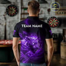 Load image into Gallery viewer, Custom Purple Fantasy Tiger Storm Dart Arrow Darts Polo Shirt For Men Dart Team Jerseys NYN1821