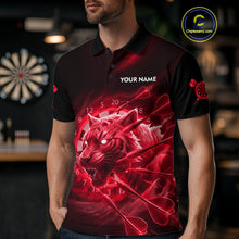 Load image into Gallery viewer, Custom Red Fantasy Tiger Storm Dart Arrow Darts Polo Shirt For Men Dart Team Jerseys NYN1822