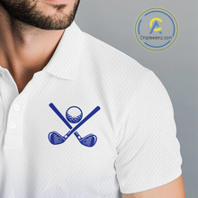 Load image into Gallery viewer, Personalized blue stars pattern white golf polos shirts for men custom gifts for the golfer NQS9965