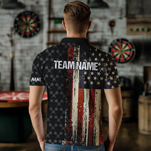 Vintage American Flag Darts Shirt For Men Custom Darts Jersey Pocket Option TDM3516