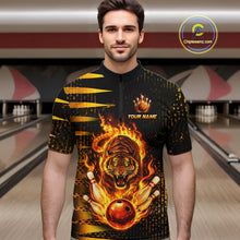 Load image into Gallery viewer, Custom Flame Tiger Bowling Team Jersey Bowling Shirt for Men Bowling League Polo &amp; 1/4 Zip HNT201
