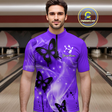 Load image into Gallery viewer, Custom Purple Butterflies Bowling Shirts for Men Women Team MBL120