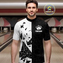 Load image into Gallery viewer, Black &amp; White Bowling Shirts for Women Men Custom Team Bowling Polo&amp;1/4 Zip Shirt MBL174