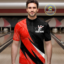 Load image into Gallery viewer, Custom Red Bowling Custom Men Bowling Shirt Polo &amp; Quarter-Zip Bowling Team Jerseys HNT75