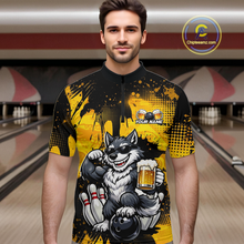 Load image into Gallery viewer, Custom Beer Wolf Bowling Jersey for Men Bowling Team Shirts Bowling Polo &amp; 1/4 Zip HNT264