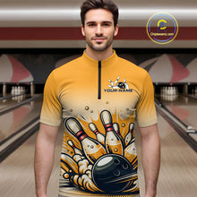 Load image into Gallery viewer, Funny Beer Bowling Jersey for Men Custom Bowling Uniform Polo &amp; 1/4 Zip Team Bowling Shirts HNT118