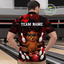 Load image into Gallery viewer, Custom Red Funny Beaver Bowling Team Shirt Men Bowling League Jersey Polo Bowling Outfit QZT764