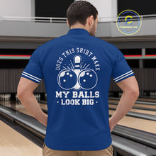 Load image into Gallery viewer, Funny blue and white argyle retro Bowling Shirt for men Custom Does this shirt make my balls look big NQS10610