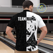 Load image into Gallery viewer, Black &amp; White Bowling Shirts for Women Men Custom Team Bowling Polo&amp;1/4 Zip Shirt MBL174