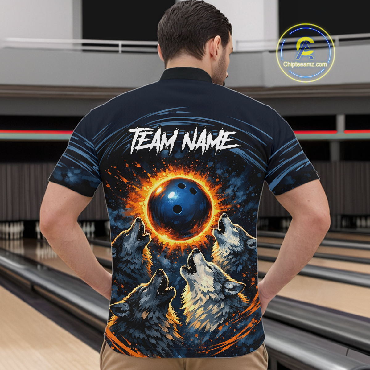 Wolf Bowling Jersey for Men Polo & 1/4 Zip Custom Wolf Bowling Team Shirts Bowling League HNT205