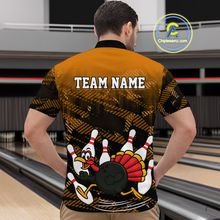 Load image into Gallery viewer, Custom Orange Funny Turkey Bowling Jersey for Men Thanksgiving Bowling Team Shirts Polo &amp; 1/4 Zip HNT125
