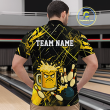 Load image into Gallery viewer, Custom Yellow Funny Beer Bowling Shirt Team Bowling League Jersey for Men Bowling Outfit QZT767