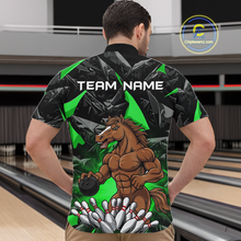 Load image into Gallery viewer, Custom Green Funny Horse Bowling Jersey for Men Bowling Team Shirts Bowling League Polo &amp; 1/4 Zip HNT183