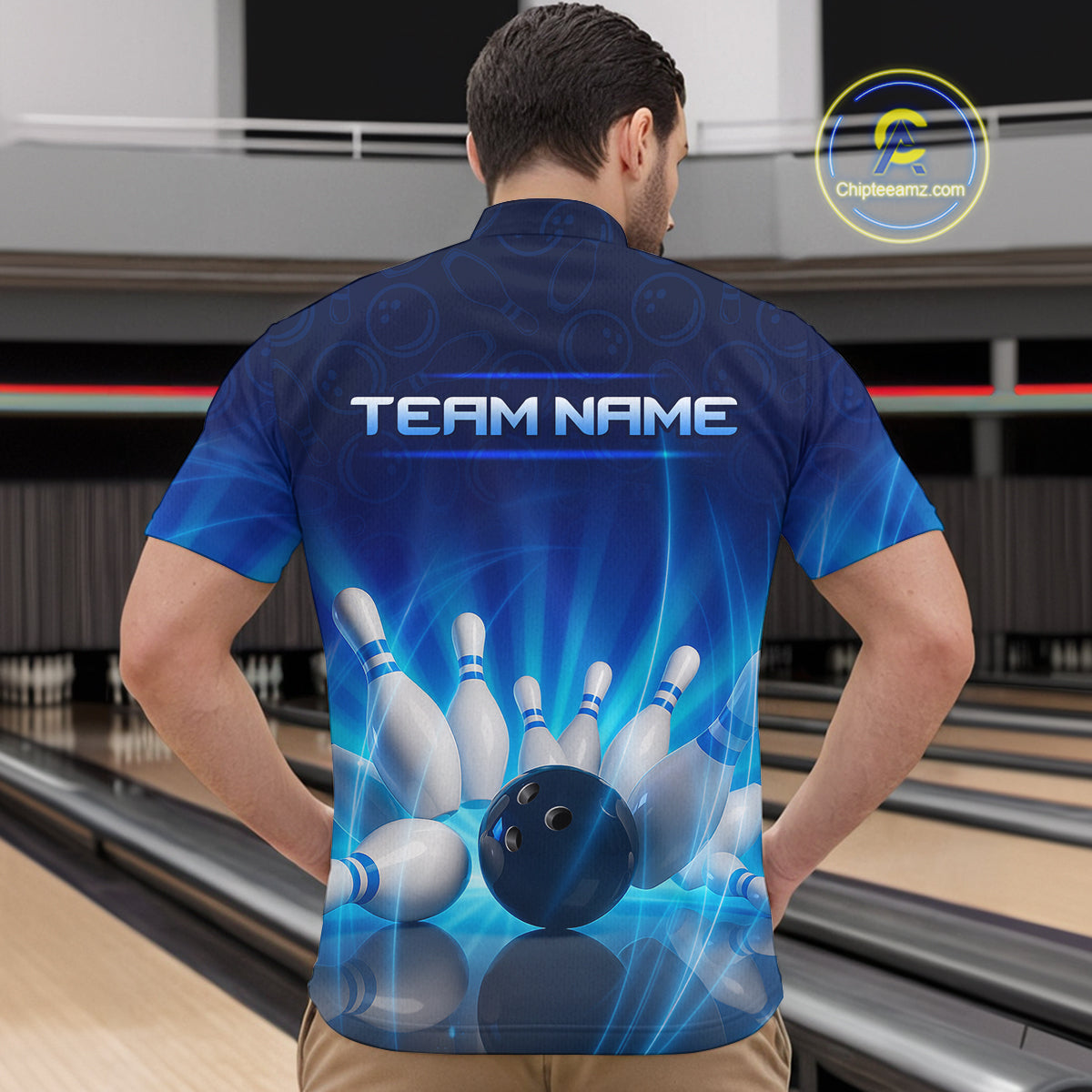 Custom Lightning Bowling Jersey for Men Bowling Team Shirts Bowling Uniform Polo & 1/4 Zip HNT164