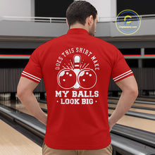 Load image into Gallery viewer, Funny red and white argyle retro Bowling Shirt for men Custom Does this shirt make my balls look big NQS10611
