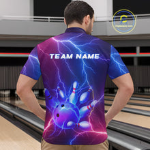 Load image into Gallery viewer, Purple Lightning Bowling Shirts for Men Women Custom Team Bowling Jerseys MBL155