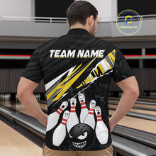 Load image into Gallery viewer, Custom Yellow Funny Bowling Jersey for Men Bowling Uniform Polo &amp; 1/4 Zip Bowling Team Shirts HNT128