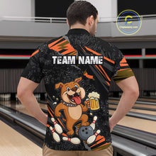 Load image into Gallery viewer, Custom Orange Funny Bulldog &amp; Beer Bowling Shirt Men Bowling Team Jersey League Polo &amp; 1/4 Zip QZT812