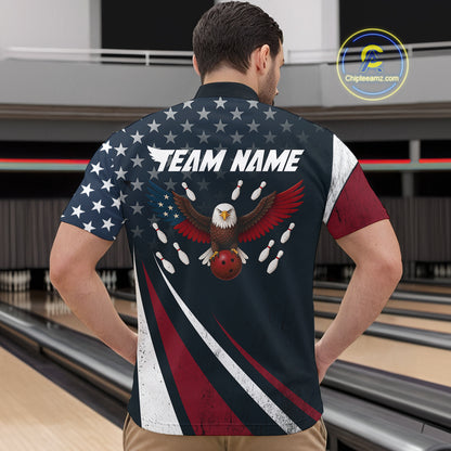 Eagel Bowling Custom Men Bowling Shirt Polo & Quarter-Zip Bowling Team Jerseys HNT63