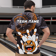 Load image into Gallery viewer, Orange Camo Bowling Shirt Funny Bowling Team Jersey for Men Quarter-Zip Bowling Shirt QZT255