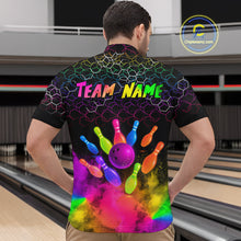 Load image into Gallery viewer, Colorful Bowling Custom Men Bowling Shirt Polo &amp; Quarter-Zip Bowling Team Jerseys HNT73