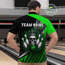 Load image into Gallery viewer, Green Skull Crown Bowling Custom Men Bowling Shirt Polo &amp; Quarter-Zip Bowling Team Jerseys HNT65