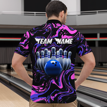 Load image into Gallery viewer, Pink Purple Bowling Custom Men Bowling Shirt Polo &amp; Quarter-Zip Bowling Team Jerseys HNT48