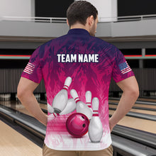 Load image into Gallery viewer, Personalized Pink Bowling Shirts For Men Custom Bowling Polo &amp; Quarter Zip Bowling Team Jerseys TDM3629