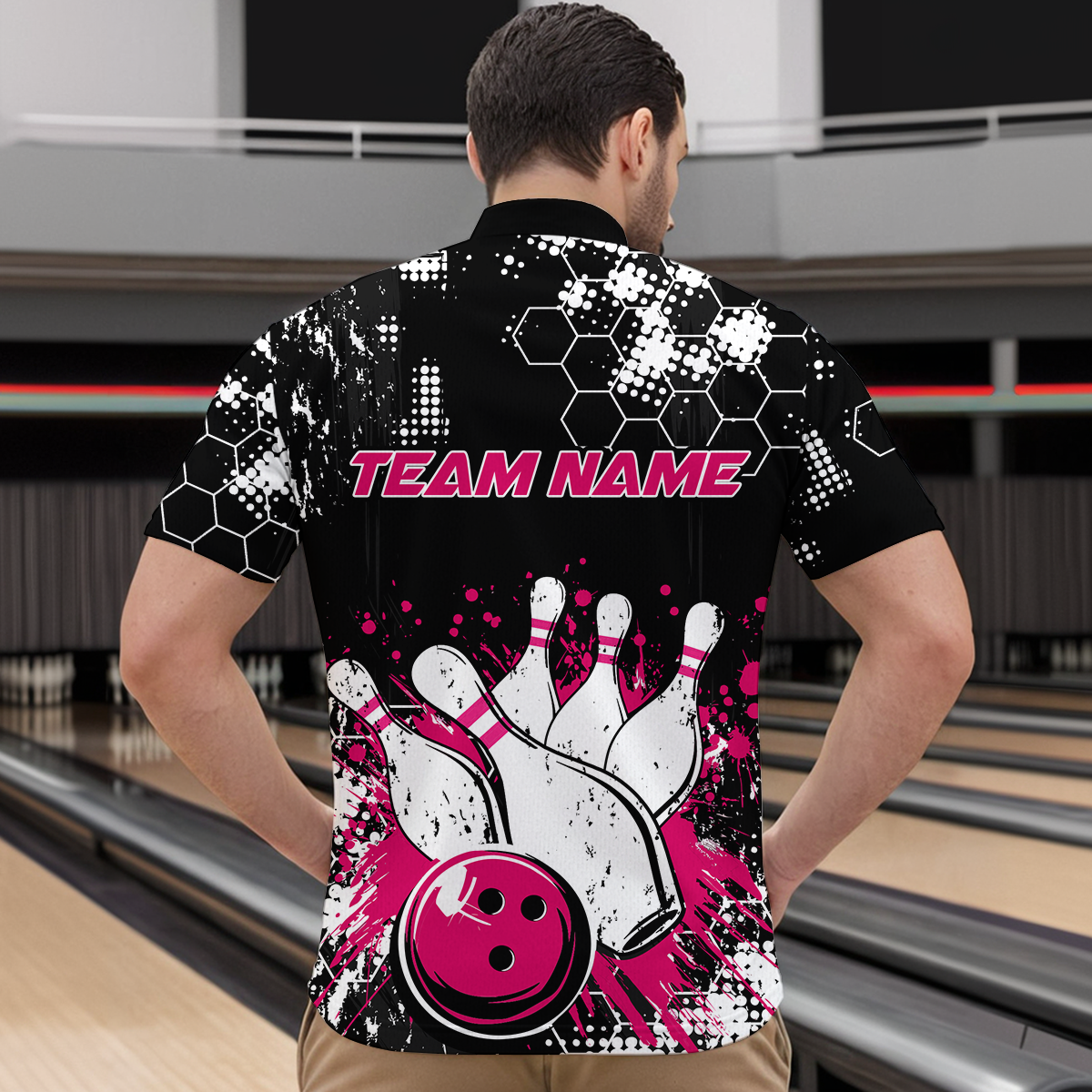 Pink Watercolor Bowling Shirts Men Women Team Custom Bowling Polo & 1/4 Zip Shirt MBL60