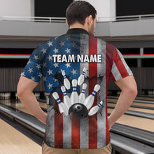 Load image into Gallery viewer, Custom American Flag Bowling Shirts for Men and Women Patriotic Bowling Polo&amp; 1/4 Zip MBL54