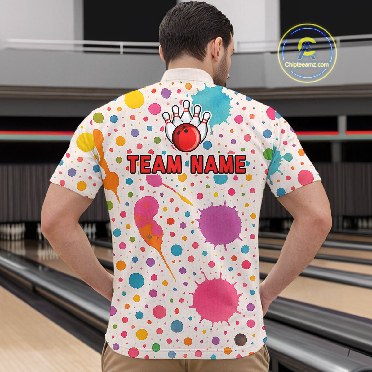 Ink Watercolor Pink Bowling Shirt for Men Women Custom Team Bowling Jerseys MBL103