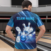 Load image into Gallery viewer, Custom Blue Bowling Jersey for Men Bowling Team Shirts Bowling Uniform Polo &amp; 1/4 Zip HNT162
