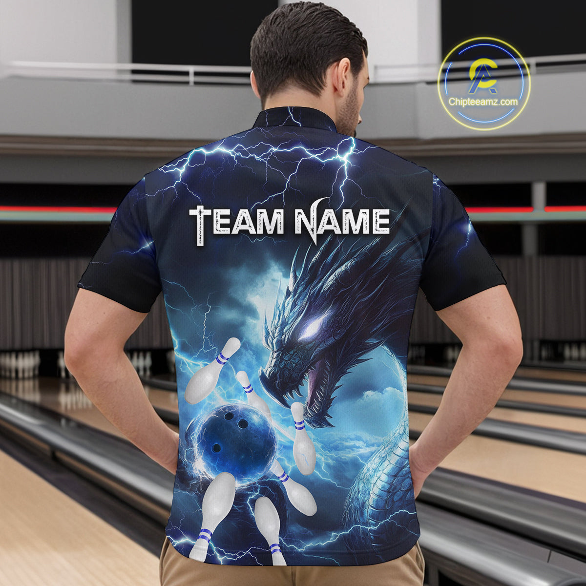 Custom Dragon Bowling Shirt Blue Thunder Bowling Jersey for Men Women Team MBL82