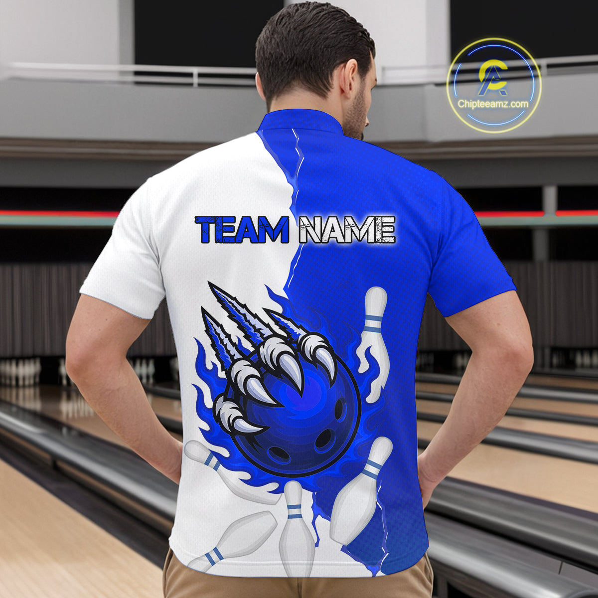 Custom Sharp Claws Bowling Shirt Blue Men Women Team Bowling Flaming Jerseys MBL91