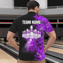 Load image into Gallery viewer, Purple Butterfly Bowling Shirts For Men Women Custom 1/4 Zip Bowling Jersey Team BDT505