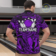 Load image into Gallery viewer, Custom Purple Bowling Men Bowling Shirt Polo &amp; Quarter-Zip Bowling Team Jerseys HNT81