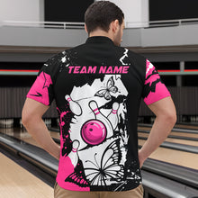 Load image into Gallery viewer, Custom Pink Butterflies Bowling Shirt for Men Women Team Bowling Polo&amp;Quater Zip MBL76