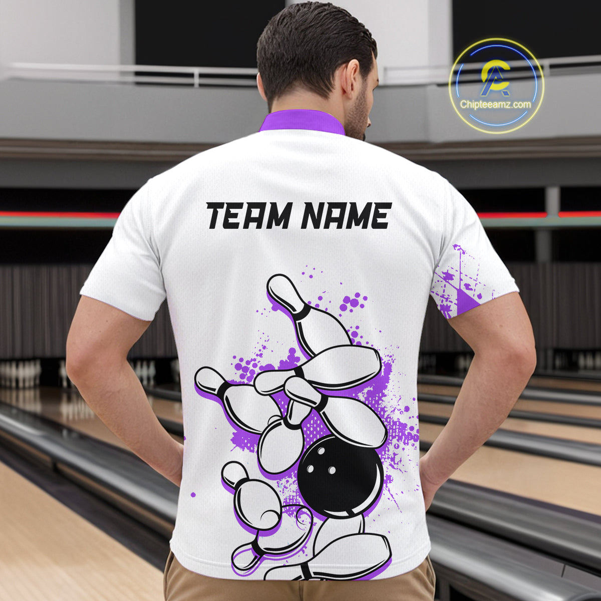 Purple Vintage Bowling Custom Men Bowling Shirt Polo & Quarter-Zip Bowling Team Jerseys HNT68