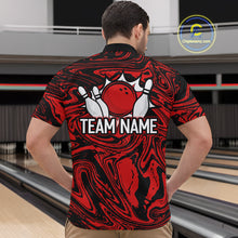 Load image into Gallery viewer, Custom Red Bowling Men Bowling Shirt Polo &amp; Quarter-Zip Bowling Team Jerseys HNT81