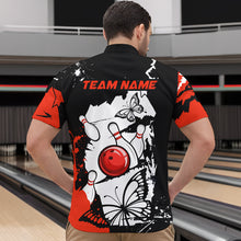 Load image into Gallery viewer, Custom Red Butterflies Bowling Shirt for Men Women Team Bowling Polo&amp;Quater Zip MBL76