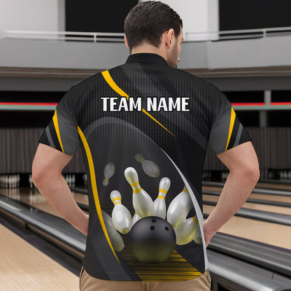 Yellow Bowling Shirts for Men Women Team Custom Bowling Polo & Quarter Zip Shirt MBL71