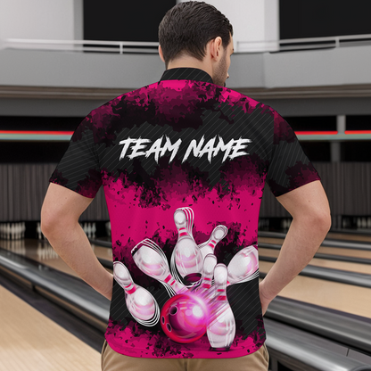 Customize Pink Bowling Shirts for Men Women Team Bowling Polo & 1/4 Zip Shirts MBL81