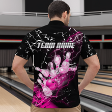 Load image into Gallery viewer, Custom Pink Lightning Bowling Shirts for Men Women Team Bowling Polo &amp; 1/4 Zip MBL80
