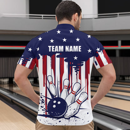 Patriotic Bowling Shirt for Men Women Custom Bowling Polo Shirt & Quarter-Zip Shirts MBL01