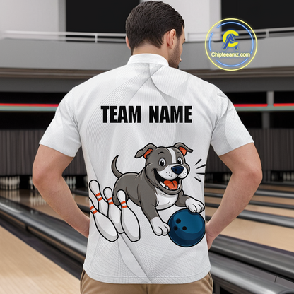 Custom Funny French Bulldog Bowling Men Polo & 1/4 Zip Shirts Bowling Team Jerseys HNT94
