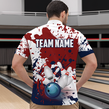 Load image into Gallery viewer, Red White Bowling Shirt for Men Bowling Jersey Shirts Polo &amp; Quarter-Zip Bowling League HNT18