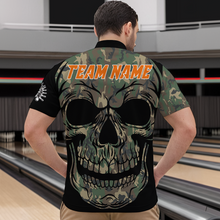 Load image into Gallery viewer, Camo Bowling Shirt Custom Skull Bowling Jersey Men Bowling Quarter-Zip Shirt For Team BDT284