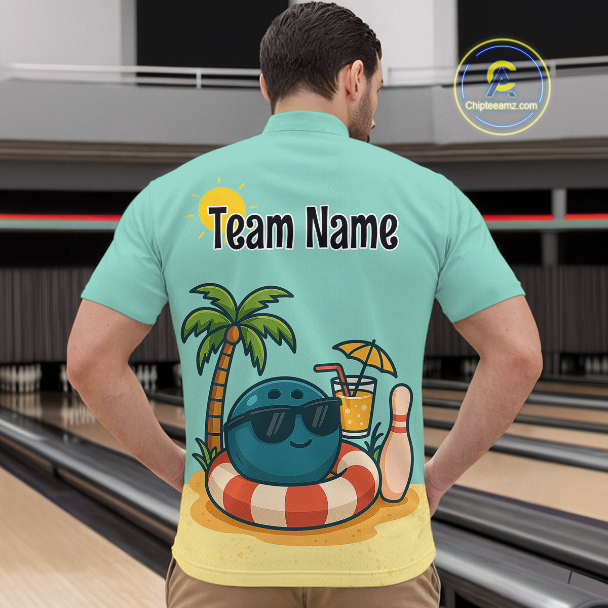 Summer Funny Bowling Jersey for Men Women Custom 1/4-Zip Bowling Shirt Bowling League Outfit QZT696